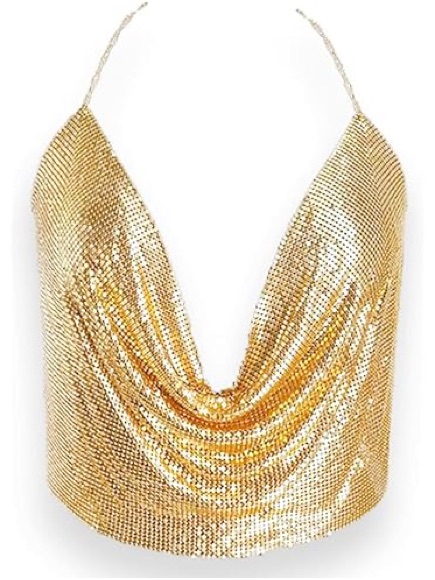 Gold Chainmail Draped Top  Fwrd